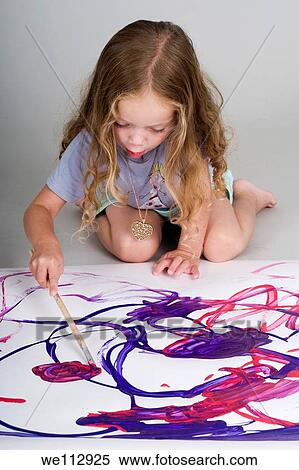 girl of three paints View Large Photo Image Stock Photography - girl of three paints. Fotosearch