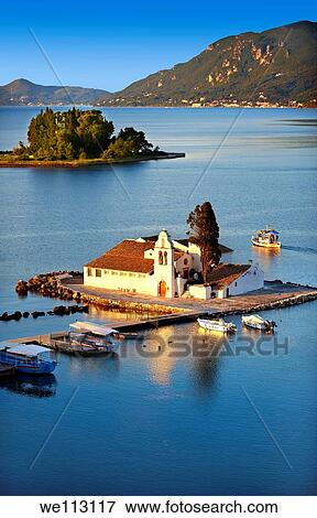 Greek Orthodox Convent of Vlachernas, Kanoni, Peninsula, Corfu Greek Ionian Islands View Large Photo Image Stock Photo - Greek Orthodox Convent of Vlachernas, Kanoni, Peninsula, Corfu Greek Ionian Islands. Fotosearch