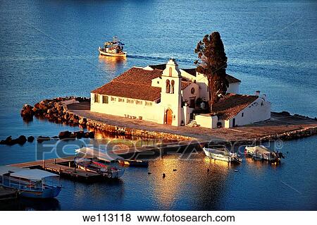 Greek Orthodox Convent of Vlachernas, Kanoni, Peninsula, Corfu Greek Ionian Islands View Large Photo Image Stock Photo - Greek Orthodox Convent of Vlachernas, Kanoni, Peninsula, Corfu Greek Ionian Islands. Fotosearch