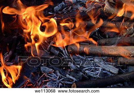 Log fire and flames, close-up View Large Photo Image Stock Photo - Log fire and flames, close-up. Fotosearch