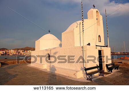 The Byzantine church of Ayios Nikolaos Thalassinos, Aegina port, Saronic Islands, Greece View Large Photo Image Stock Photography - The Byzantine church of Ayios Nikolaos Thalassinos, Aegina port, Saronic Islands, Greece. Fotosearch