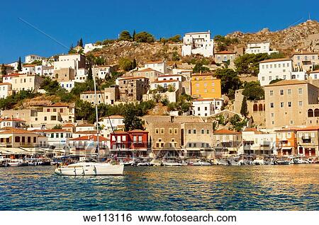 The historic port of Hydra, Greek Saronic Islands View Large Photo Image Stock Photograph - The historic port of Hydra, Greek Saronic Islands. Fotosearch