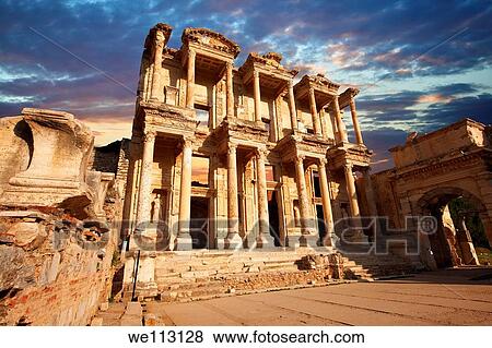 The library of Celsus at sunrise Images of the Roman ruins of Ephasus, Turkey View Large Photo Image Stock Photo - The library of Celsus at sunrise Images of the Roman ruins of Ephasus, Turkey. Fotosearch