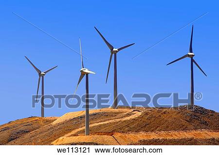 Stock Image - Wind farm on Kefalonia, Ionian Islands, Greece. Fotosearch