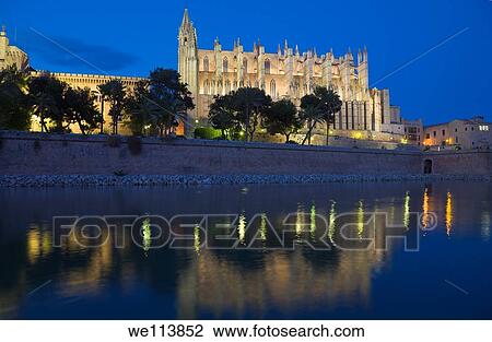 Cathedral and Almudaina Palace at night, Palma, Mallorca, Spain View Large Photo Image Stock Image - Cathedral and Almudaina Palace at night, Palma, Mallorca, Spain. Fotosearch