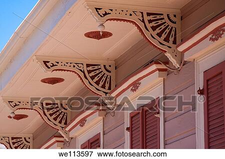 Closeup of decorative corbels on a Creole townhouse in the French Quarter of New Orleans, Louisiana View Large Photo Image Stock Photo - Closeup of decorative corbels on a Creole townhouse in the French Quarter of New Orleans, Louisiana. Fotosearch