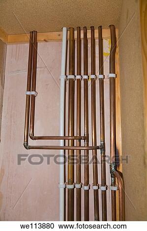 Copper central heating pipes View Large Photo Image Stock Image - Copper central heating pipes. Fotosearch