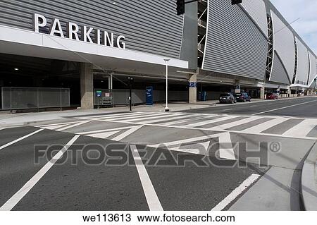 Crosswalk leading to parking structure at San Jose Airport in California View Large Photo Image Stock Image - Crosswalk leading to parking structure at San Jose Airport in California. Fotosearch