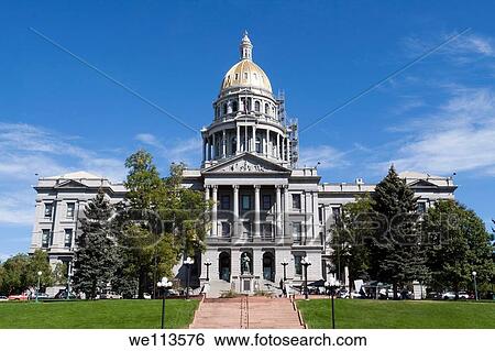 Stock Photograph - Front of Colorado state capitol building or statehouse in Denver. Fotosearch