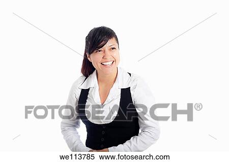 Happy young woman laughing, isolated on white background View Large Photo Image Stock Photography - Happy young woman laughing, isolated on white background. Fotosearch