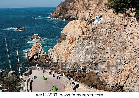 La Quebrada cliff Acapulco Guerrero Mexico 35m to water View Large Photo Image Stock Photo - La Quebrada cliff Acapulco Guerrero Mexico 35m to water. Fotosearch