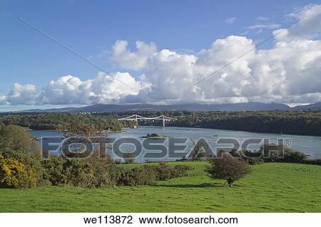 Menai Suspension Bridge, Menai Straits, Anglesey, North Wales View Large Photo Image Stock Image - Menai Suspension Bridge, Menai Straits, Anglesey, North Wales. Fotosearch