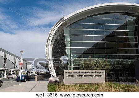 Stock Photograph - Modern architecture of Mineta San Jose International Airport in California. Fotosearch