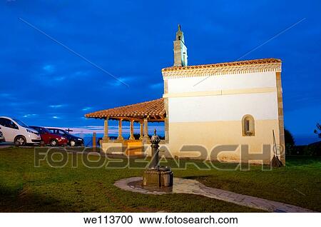 San Roque church, night view. Lastres, Asturias province, Spain. View Large Photo Image Stock Image - San Roque church, night view. Lastres, Asturias province, Spain.. Fotosearch