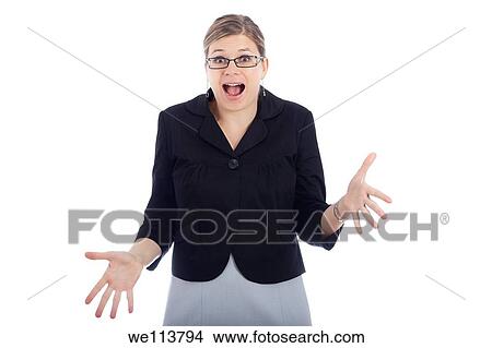 Shocked woman, isolated on white background View Large Photo Image Picture - Shocked woman, isolated on white background. Fotosearch
