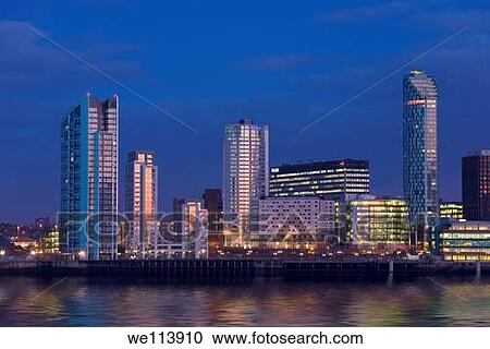Skyline and Waterfront at night, Liverpool, Merseyside, England View Large Photo Image Stock Image - Skyline and Waterfront at night, Liverpool, Merseyside, England. Fotosearch