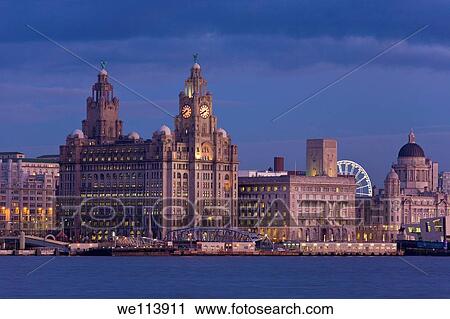 Skyline and Waterfront at night, Liverpool, Merseyside, England View Large Photo Image Stock Image - Skyline and Waterfront at night, Liverpool, Merseyside, England. Fotosearch