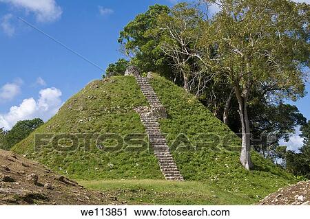 Stock Image - Temple A6, Plaza Altun Ha, Rockstone Pond Village, Belize. Fotosearch