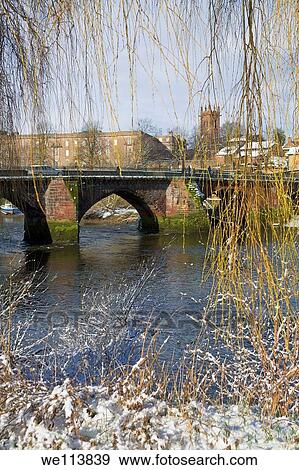The Old Dee Bridge in snow, River Dee, Chester, England View Large Photo Image Stock Photo - The Old Dee Bridge in snow, River Dee, Chester, England. Fotosearch
