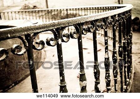 Handrail on a park View Large Photo Image Stock Photo - Handrail on a park. Fotosearch