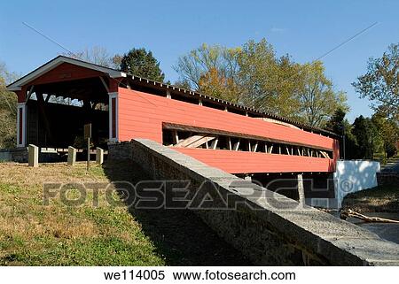 New Castle County Delaware, rural scenics of red Centerville covered bridge View Large Photo Image Stock Photography - New Castle County Delaware, rural scenics of red Centerville covered bridge. Fotosearch