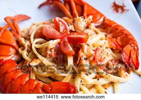 Stock Photography - Spaghetti pasta and lobster. Fotosearch