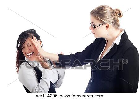 Two young women conflict, isolated on white background View Large Photo Image Stock Photograph - Two young women conflict, isolated on white background. Fotosearch