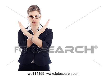 Young woman gesturing with hands stop, isolated on white background View Large Photo Image Stock Photo - Young woman gesturing with hands stop, isolated on white background. Fotosearch