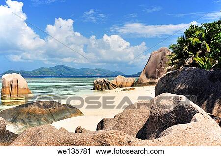 Beach Source d'Argent on La Digue, Seychelles. View Large Photo Image Stock Image - Beach Source d'Argent on La Digue, Seychelles.. Fotosearch