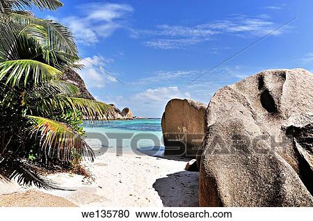 Beach Source d'Argent on La Digue, Seychelles. View Large Photo Image Stock Image - Beach Source d'Argent on La Digue, Seychelles.. Fotosearch