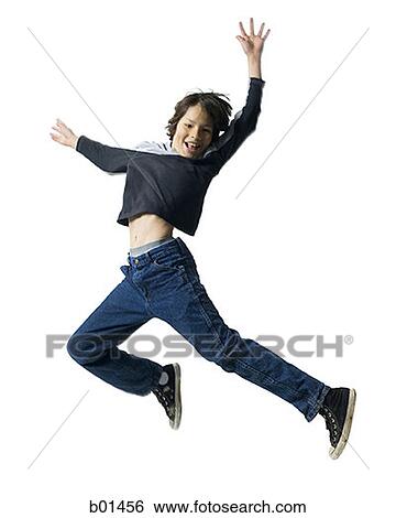Stock Photograph - Boy jumping in the air. Fotosearch