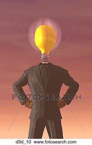 Businessman with a light bulb for a head standing with hands on hips. View Large Photo Image Stock Image - Businessman with a light bulb for a head standing with hands on hips.. Fotosearch