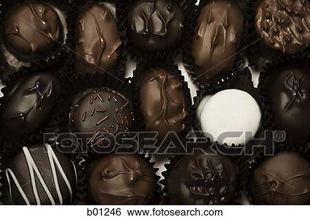 Stock Photograph - Close-up of a box of chocolates. Fotosearch