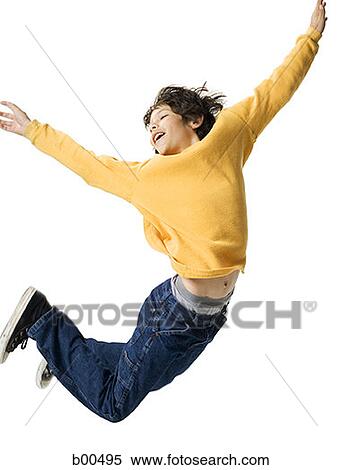 Close-up of a boy jumping View Large Photo Image Stock Photography - Close-up of a boy jumping. Fotosearch