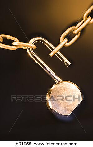 Close-up of a chain with an open padlock View Large Photo Image Stock Photography - Close-up of a chain with an open padlock. Fotosearch