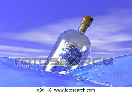 Close-up of a globe in a bottle floating on water View Large Photo Image Stock Photo - Close-up of a globe in a bottle floating on water. Fotosearch