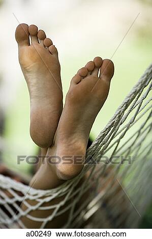 Close-up of a man's feet on a hammock View Large Photo Image Stock Photo - Close-up of a man's feet on a hammock. Fotosearch