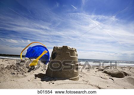 Picture - Close-up of a sand castle. Fotosearch