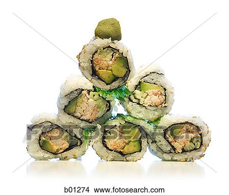 Close-up of a stack of sushi rolls View Large Photo Image Picture - Close-up of a stack of sushi rolls. Fotosearch