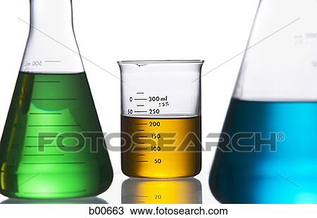 Close-up of beakers on a table in a laboratory with colored liquid View Large Photo Image Stock Image - Close-up of beakers on a table in a laboratory with colored liquid. Fotosearch