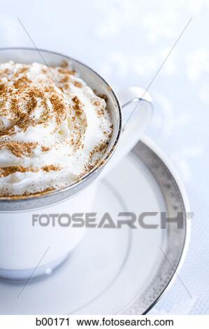 Close-up of coffee cup brimming with whipped cream View Large Photo Image Stock Image - Close-up of coffee cup brimming with whipped cream. Fotosearch