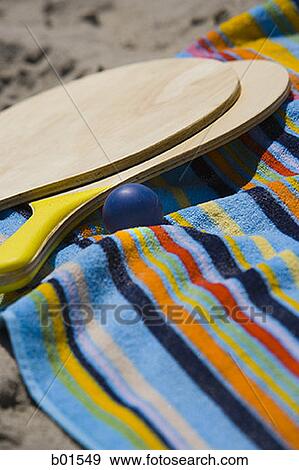 Close-up of paddleball rackets and ball on a towel View Large Photo Image Stock Photo - Close-up of paddleball rackets and ball on a towel. Fotosearch