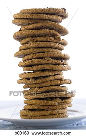 Close-up of stack of cookies on a plate View Large Photo Image Stock Photo - Close-up of stack of cookies on a plate. Fotosearch