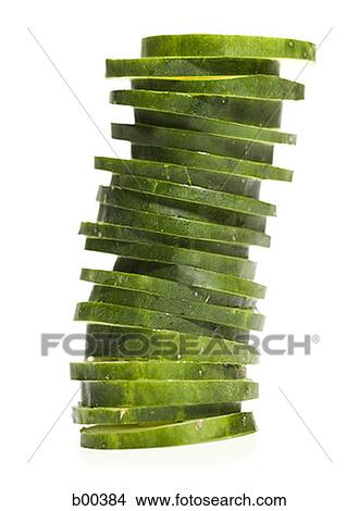 Close-up of stacked slices of cucumber (Cucumis sativus) View Large Photo Image Picture - Close-up of stacked slices of cucumber (Cucumis sativus). Fotosearch
