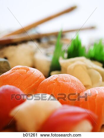 Close-up of sushi platter View Large Photo Image Stock Image - Close-up of sushi platter. Fotosearch