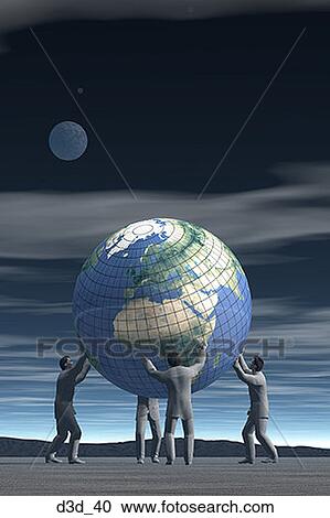 Four men in suits holding up a globe View Large Photo Image Stock Image - Four men in suits holding up a globe. Fotosearch