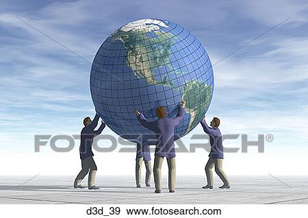 Four men in suits holding up a globe View Large Photo Image Stock Photo - Four men in suits holding up a globe. Fotosearch