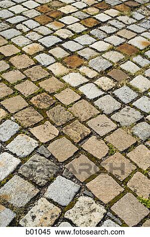 Stock Photography - High angle view of a cobblestone street. Fotosearch