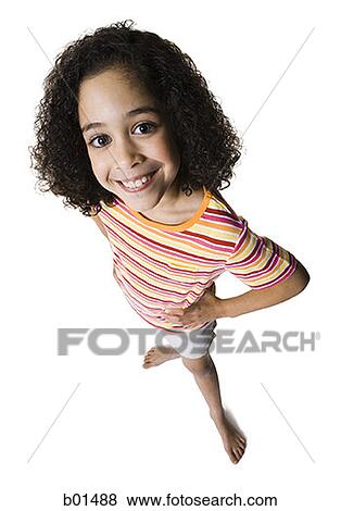 High angle view of a girl smiling View Large Photo Image Stock Photo - High angle view of a girl smiling. Fotosearch