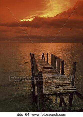 Picture - High angle view of a wooden pier. Fotosearch